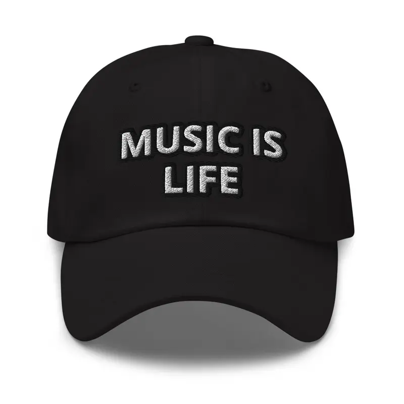 Music is life w/outline baseball cap