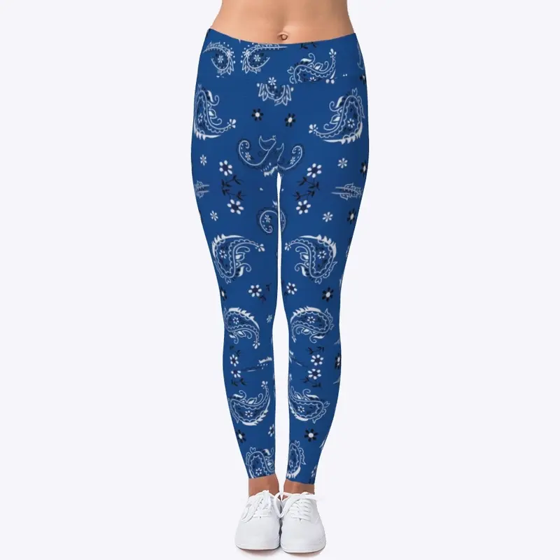 Blue paisley leggings