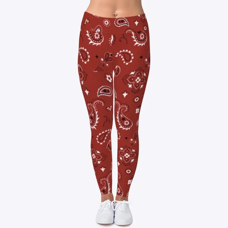 Red paisley leggings