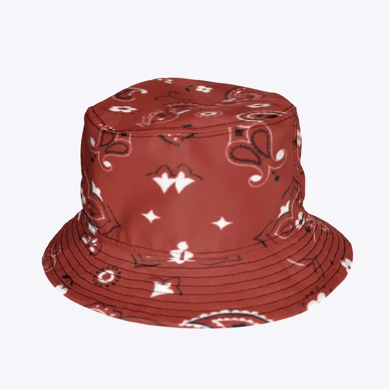 Red paisley bucket hat