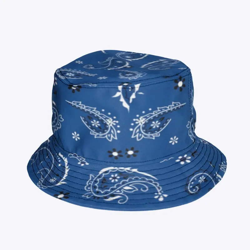 Blue paisley bucket hat